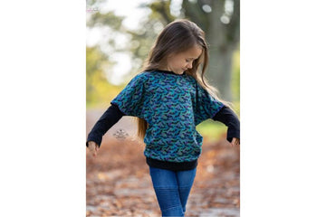 Restmenge 42 cm Jersey mit Fledermäusen, Fräulein von Julie, grün, 0,5 m